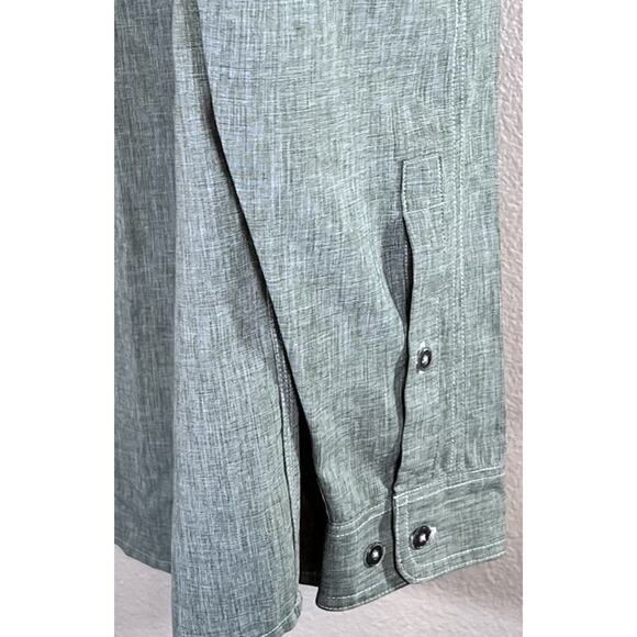 Orvis Men's Large Tall Green Chambray Tech LS Performance Work Shirt Button Up - Picture 6 of 10